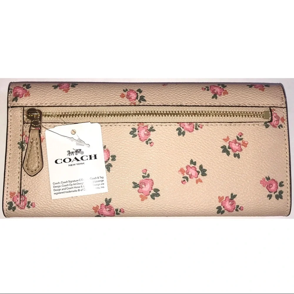 Coach Tossed Peonies Wallet In Blush Pink - Picture 2 of 7